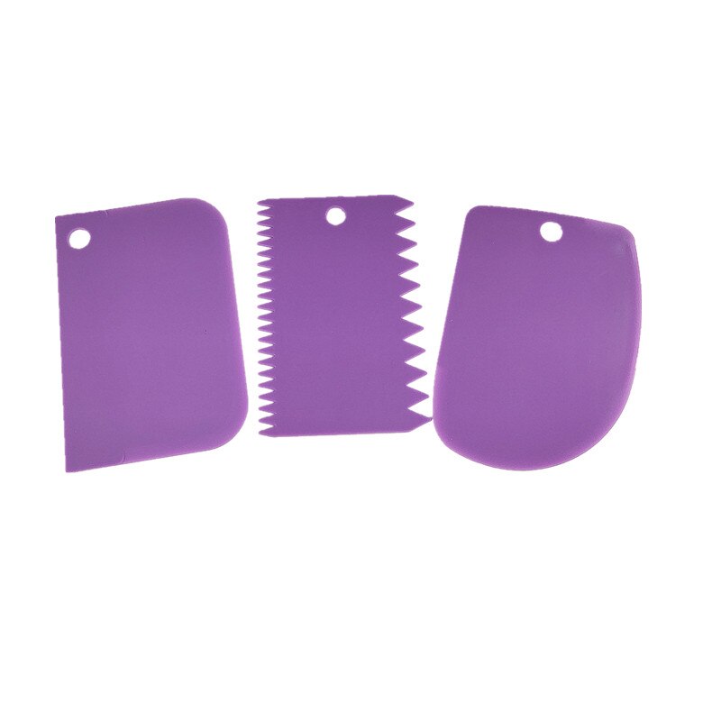 3PCS/Lot Dough Cake Cutter Slicer Spatula for Cake Cream Scraper Pasty Cutters Scraper Irregular Teeth Edge DIY Cake Tool: Purple