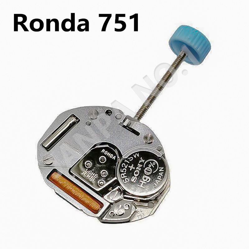 Echt Zwitsers RONDA 751-uurwerk, 2 wijzers quartz uurwerk, elektronisch uurwerk, merkhorlogeaccessoires