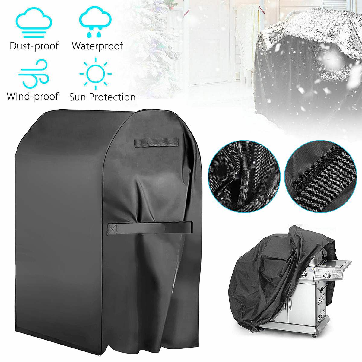 76x66x109CM Heavy Duty BBQ Gas Protector Covers Waterproof Dustproof Garden Grill Outdoor BBQ Grill Cover Storage Bag For Weber