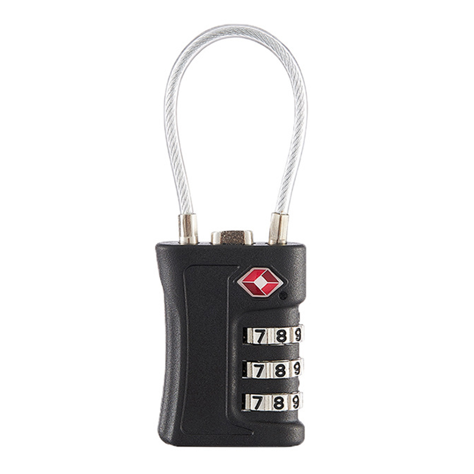 Anti-Theft Luggage Locks Lightweight 3 Dial Combination Steel Wire Lock Tsa-Compatible Travel Luggage Locks: black
