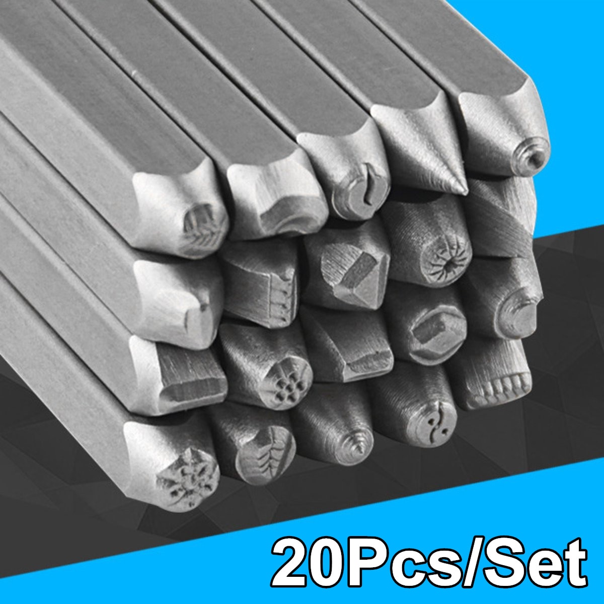 20Pcs/Set Leather Working Saddle Making Tools Punch Stamp Set For DIY Steel Punch Carving Metal Leather Craft Stamps Tool