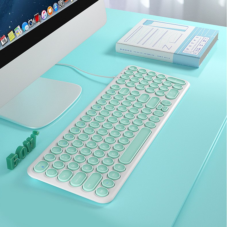 Bogen 100 Schlüssel Draht Dünne Tastatur, Ultra-Dünne verdrahtet USB Multimedia Mini Tastatur (Runde schlüssel) für Pc/Computer/Laptop/Mac: Blau