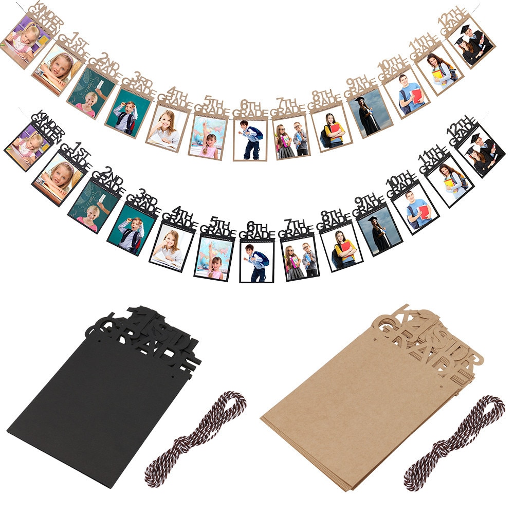 1pc Child Graduation Decorations kindergarten-12 Grade Photo Banner Wall
