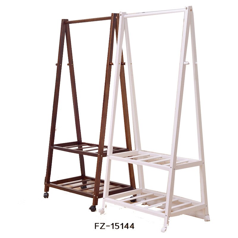 Solid Wood Floor Hanger Movable Folding Coat Rack Simple Shoe Rack Wooden Furniture Drying Rack Clothes Rack Coat Racks