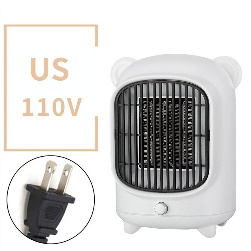 Wind Heizung Mini Erwärmung Fan Tragbare Haushalt Schlafzimmer 110V 220V 500W Überhitzung Schutz Elektrische Desktop Schnelle Luft heizung Fan: US 110V WHITE