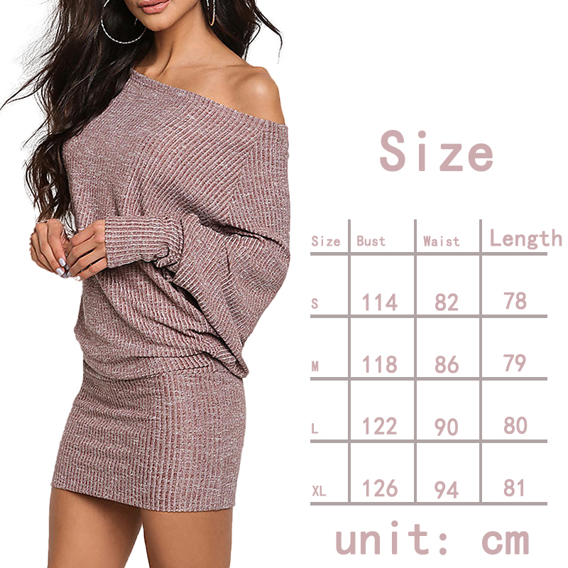 Rimiut Een Schouder Losse Gebreide Plus Size Vrouwen Jurken Herfst Winter Trui Jurken Mini hip jurk