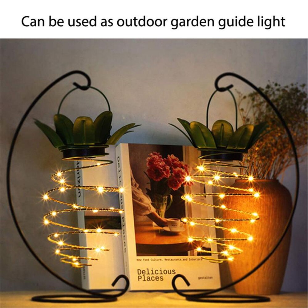 Led Solar Ananas Tuin Verlichting Outdoor Solar Opknoping Licht Waterdichte Wandlamp Fairy Night Lights Ijzerdraad Art Home Decor