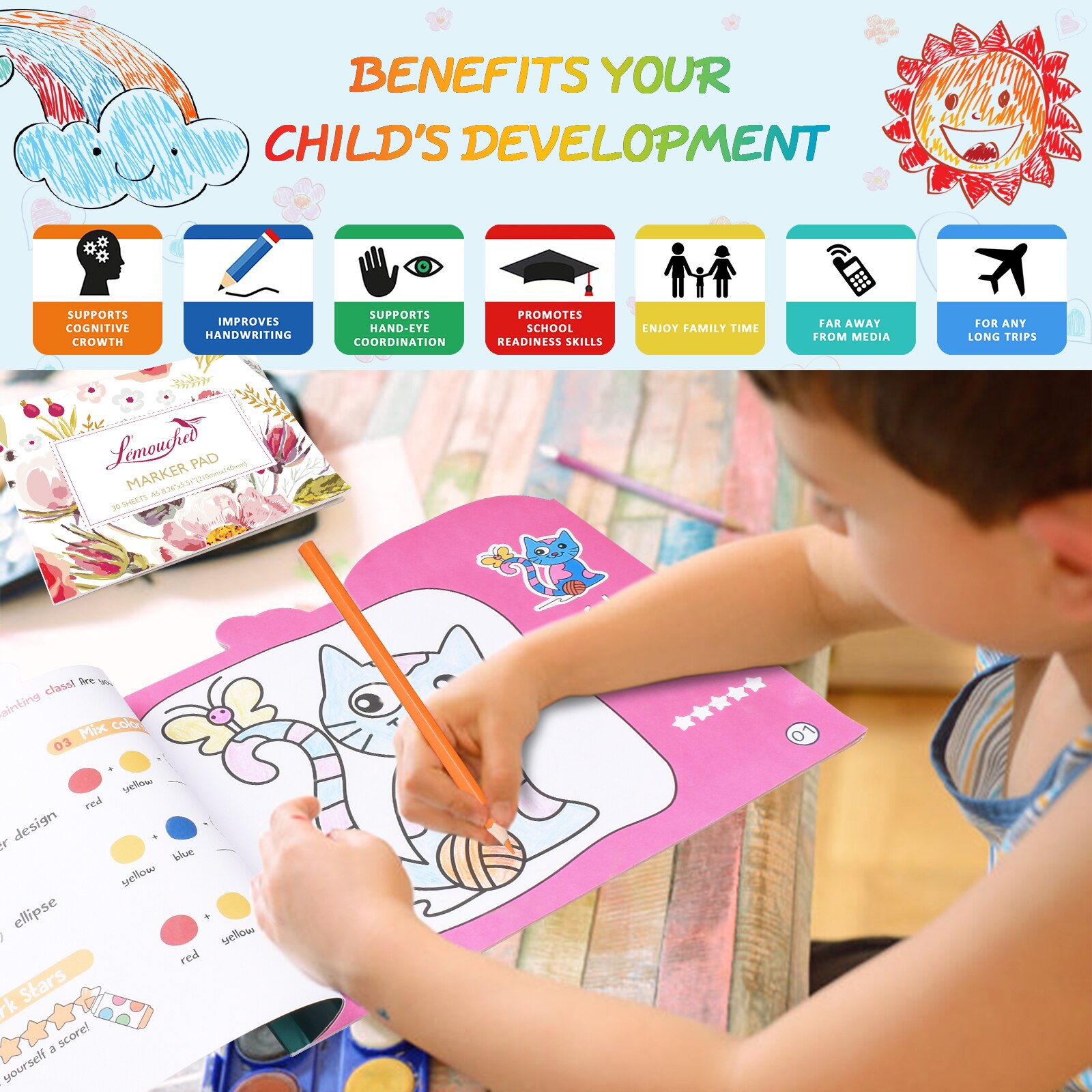 Juego de 92 Uds de dibujos para niños, LÁPICES PARA pintar de colores, juguetes educativos creativos, suministros de arte, DIY, Kit de actividades de viaje