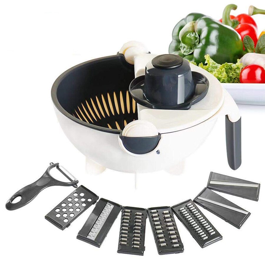 Picadora de verduras con contenedor, rebanador de alimentos, cebollas, patatas y ensaladas, utensilios de cocina, accesorios, artículos para el hogar: Black CP05