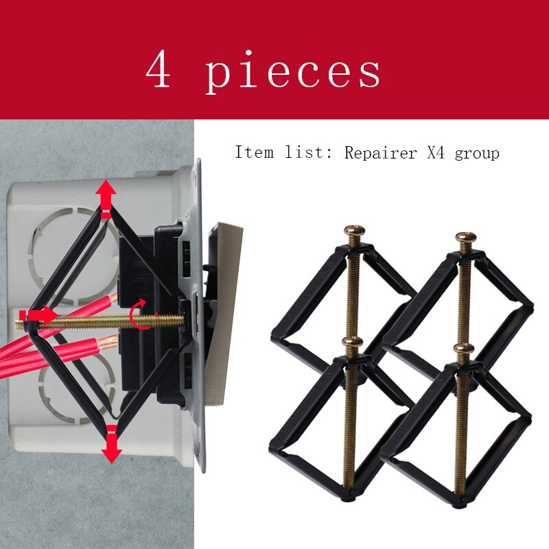 Bcsongben Wall 86 * 86mm Back Box Cassette Repairer Support Repairer Support Rod Electrician Accessories: 4 pc