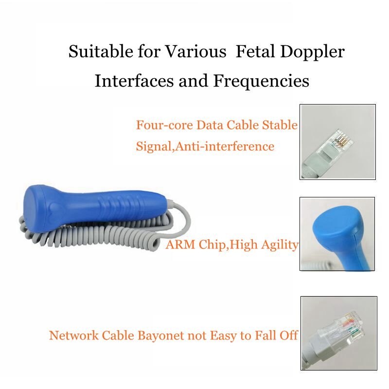 Vcomin føtal doppler sonde 2 mhz til bærbar lyd baby hjerte graviditet ultralyd foster doppler detektor leje af maskine monitor