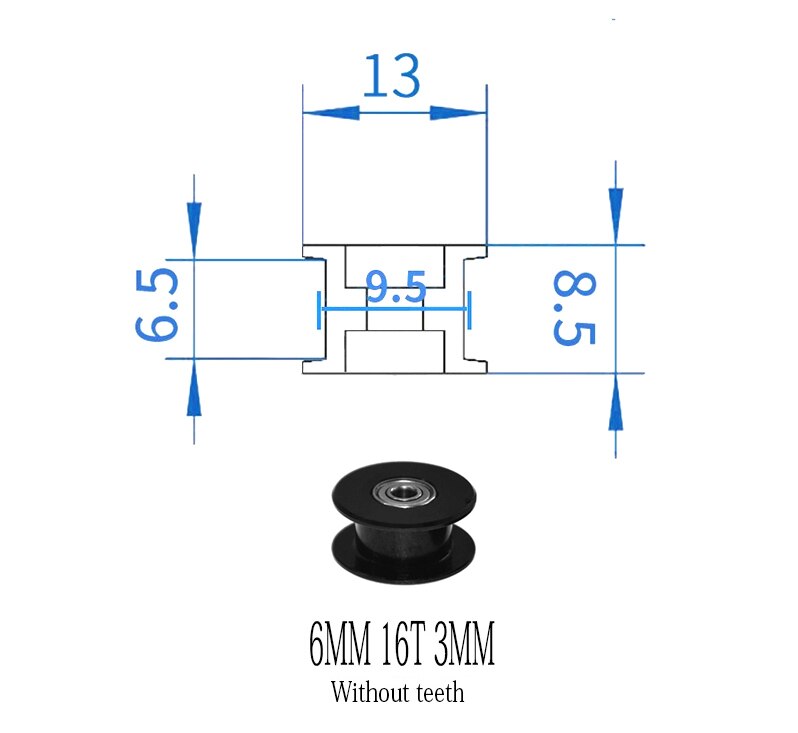 GT2 koła koło rozrządu 16-zębów 20-zęby z 3mm lub 5mm otwór z łożyskami do 3D części drukarki pasek rozrządu 6mm 10mm: 6MM 16T NO teeth B