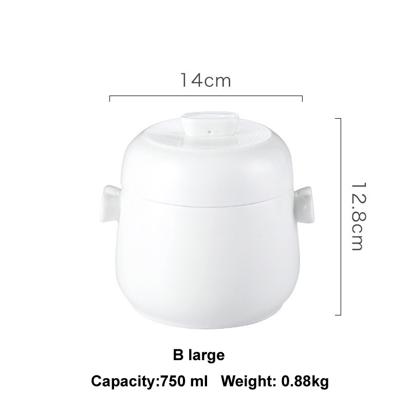 Cuenco de cerámica con asa para sopa, Bol para cocinar a vapor con doble tapa y taza humeante, para carne, carne, huevo, olla de cocción lenta, tamaño grande: B large