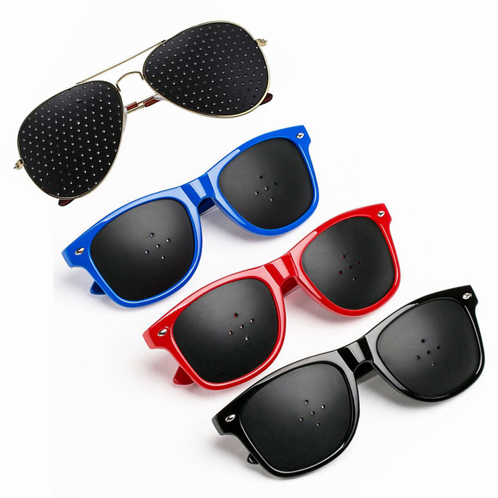 2pcs Unisex Vision Correction Care Pinholes Eye Exercise Eyeglasses Pinholes Glasses Eyesight Improve Plastic&Mental Frame