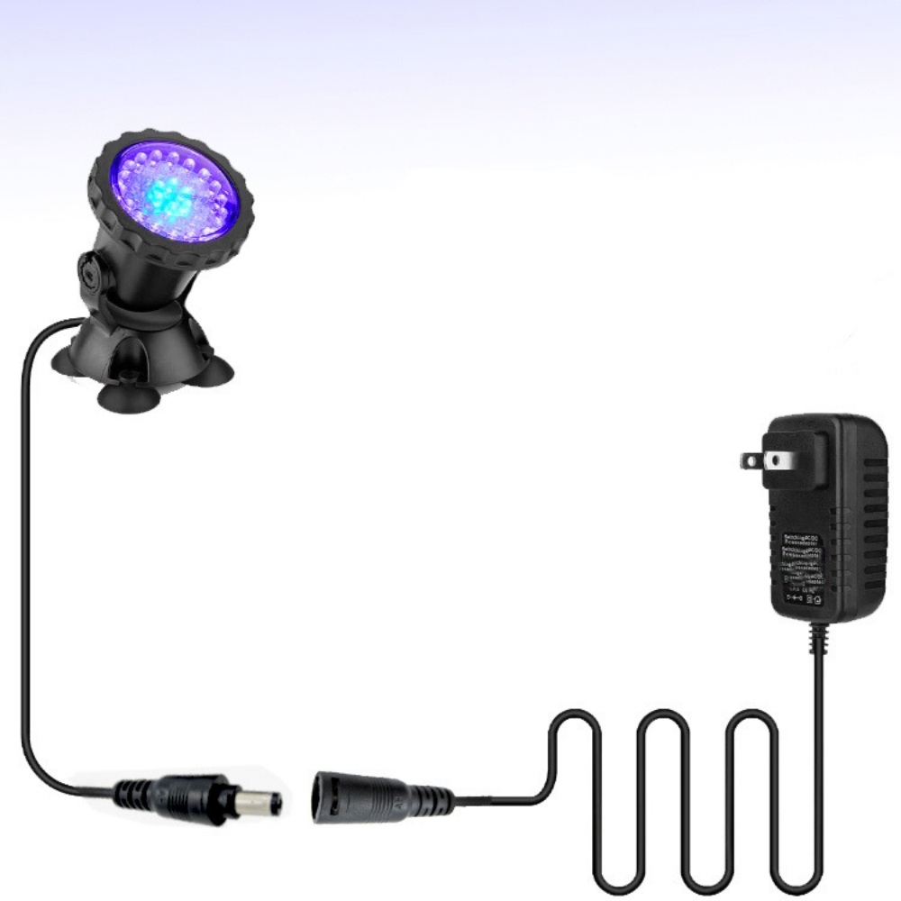 36LEDs RGB Underwater Spotlight 12V IP68 Waterproof Fountain Fish Tank Swimming Pool Pond Aquarium Garden Lamps: GRAY / UK Plug