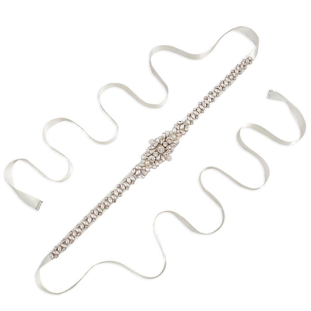 Trixy  s350 luxe bruidsgordel met strass steentjes, kristallinten, bruidsgordels, bruidsmeisjesjurken, accessoires: Gebroken wit