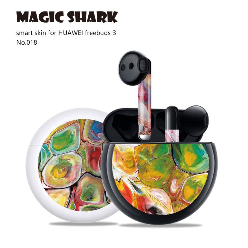 Magic Shark 2.5D pcv malowanie czaszka diabeł naklejki skóry pokrywa Film Case dla HUAWEI Freebuds 3: 018