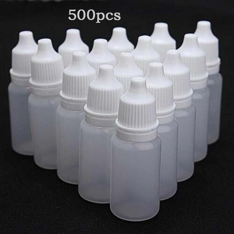 10ml tomme dråpeflasker i plastbeholdere, egnet for løsemidler, lette oljer, maling, essens, øyedråper, saltvann