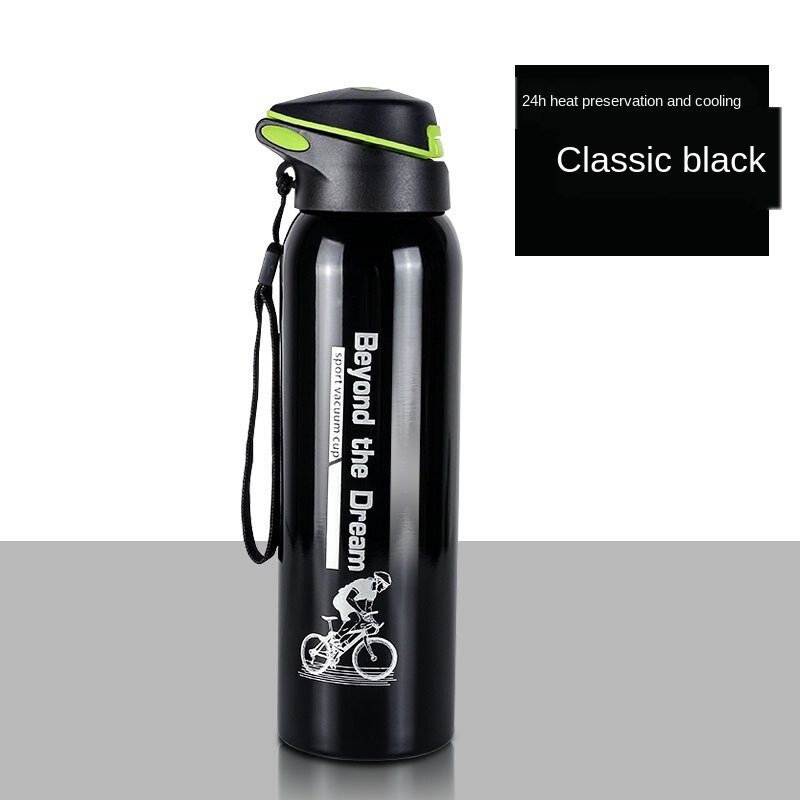 500Ml Fiets Water Bottle Outdoor Sport Hardlopen Mountain Fietsen Warm-houden Fiets Waterkoker Drinken Fles Roestvrij Stalen Kop: WHITE