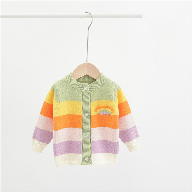Enfant en bas âge bébé filles Cardigan pull arc-en-ciel rayé automne enfants enfants vêtements décontracté és 3-8 ans: 001 / 80 cm