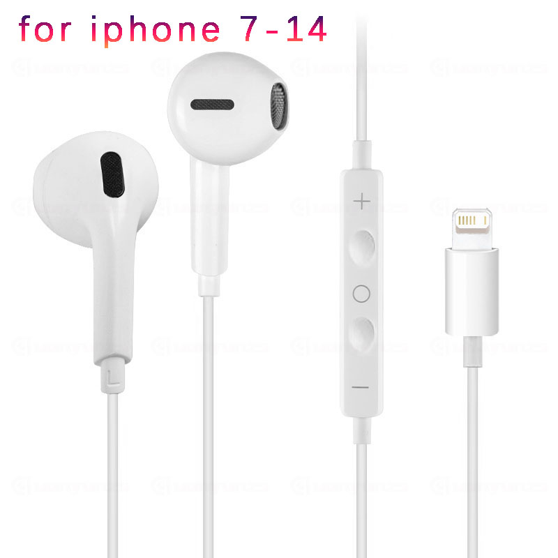 Bedrade koptelefoon Type c Oordopjes voor Apple Lightning-hoofdtelefoon met lijn Iphone 5 6 8 7 Plus X XS MAX XR 10 11 12 13 14 Pro 15 16: Rood