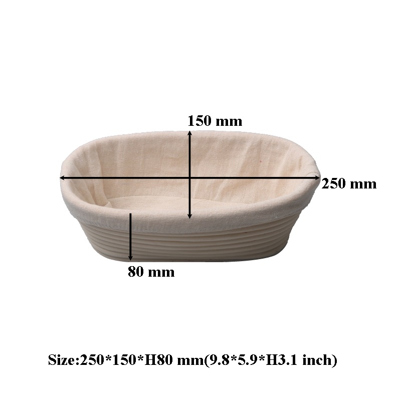 Handmade Oval Rattan yeast Basket Dough Banneton Brotform Bread Proofing Proving Fermentation Baskets Kitchen Tools: 25X15X8CM