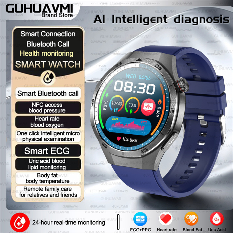 2025 para HUAWEI DT5 reloj inteligente de grasa en sangre ECG oxígeno en sangre ácido úrico presión arterial monitoreo de salud reloj inteligente hombre mujer: Verde