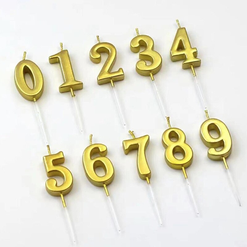 Gold Number 0-9 Happy Birthday Cake Candles Cake Top Decorating Tools Decor Candles DIY Wedding Home Party Decor Number Candle
