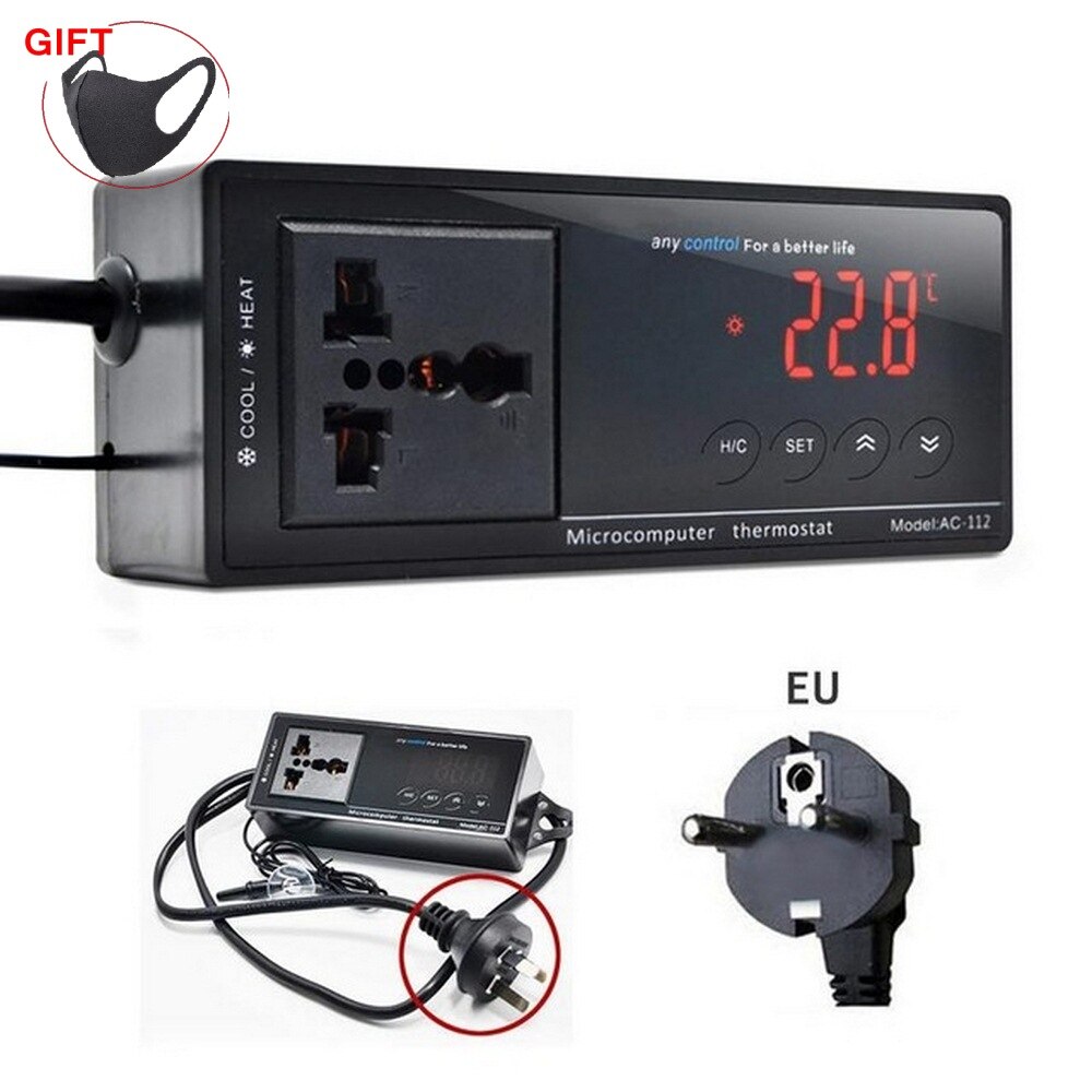 Temperatura w akwarium kontroler cyfrowy termostat inteligentny uniwersalny włącznik/wyłącznik regulator temperatury szklarni: EU wtyczka
