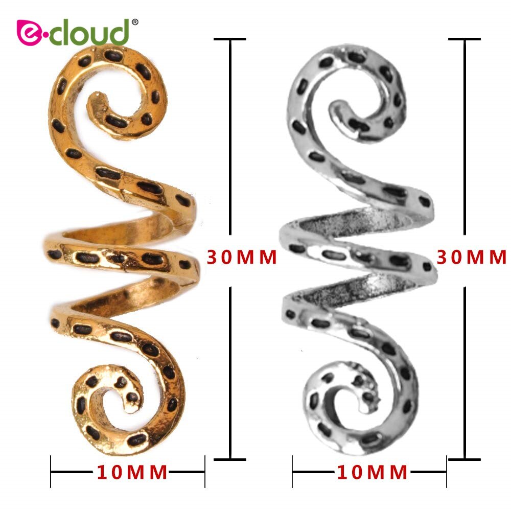 20Pcs Zilver Metalen Haar Ringen Buis Clips Spiraal Haar Vlecht Dread Baard Dreadlock Kralen Voor Haar Accessoires Charms