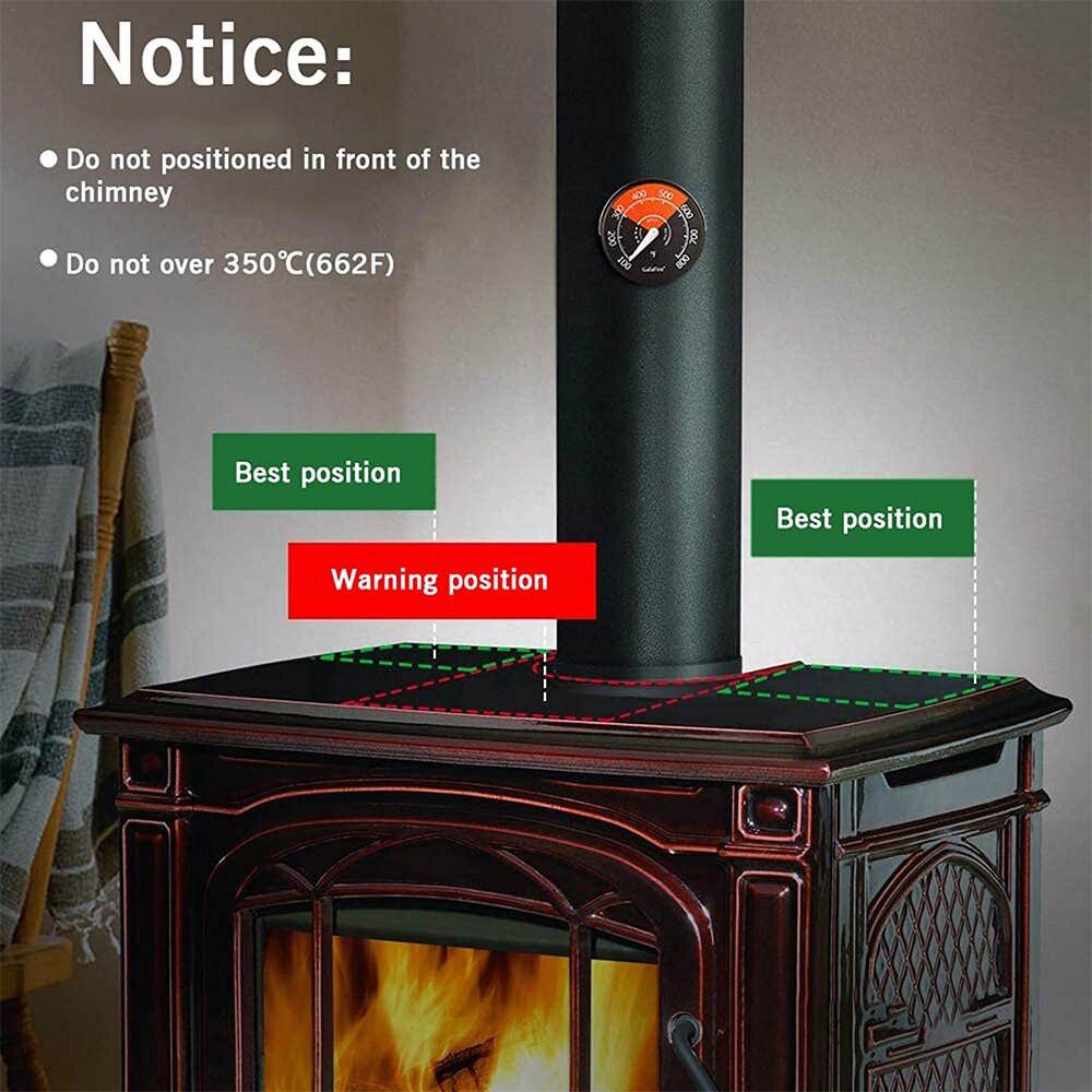 6 Blades Hanging Heat Powered Stove Fan Eco Fireplace Fan Stand Wood Burner Quiet Energy Saving Home Efficient Heat Distribution