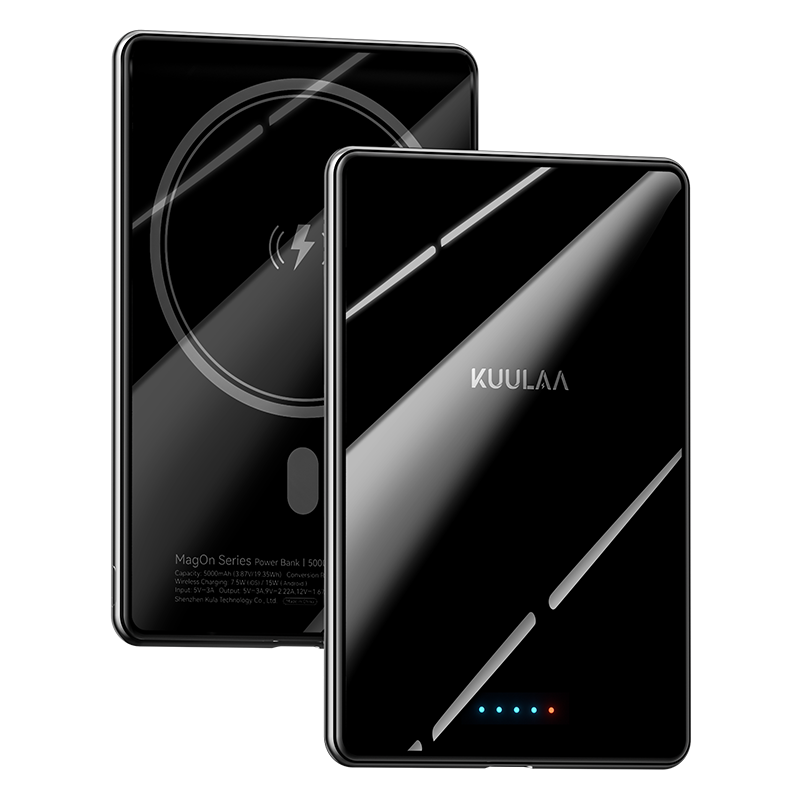 KUULAA Magnetic Power Bank 5000mAh Wireless Phone Charger External Battery 20W Fast Charging For Magsafe For iPhone 16 15 PowerB: black