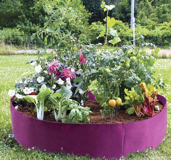 Tkanina worek ogrodowy podniesiona rosnąca torba łóżko ogrodowe okrągły pojemnik robić sadzenia rosną torby oddychająca doniczka robić roślin doniczka robić rozsad: purpurowy 50x20cm