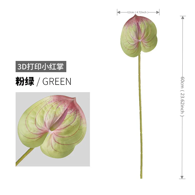 Flor de imitación para decoración del hogar, Planta Artificial, película de impresión 3D, palma roja, decoración de boda: Verde oliva
