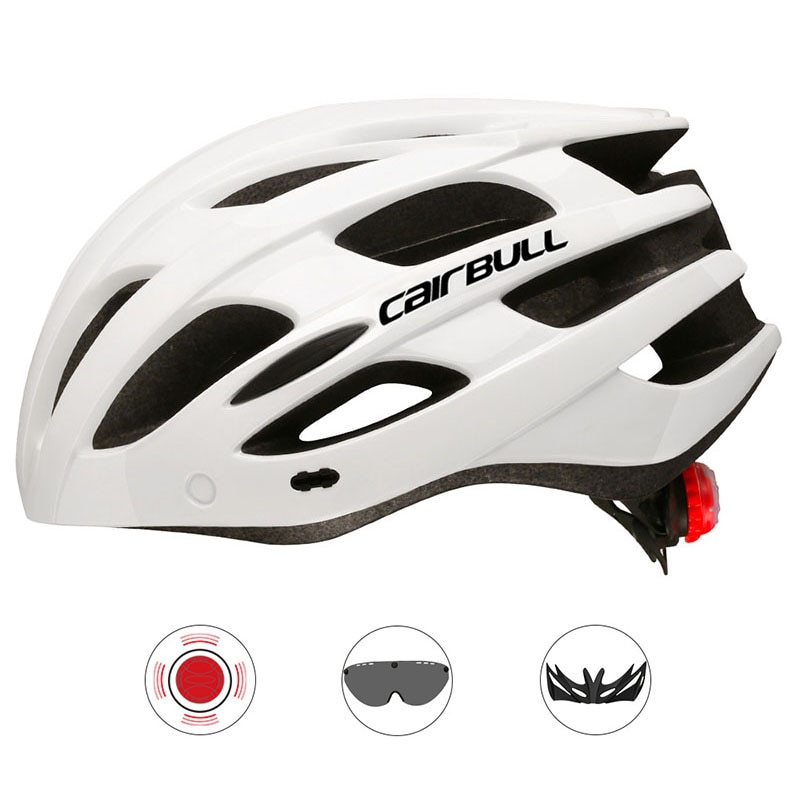 In-mold mtb fietshelm met afneembaar vizier & tt lens sport ultralichte mountainbike racefietshelm met achterlicht