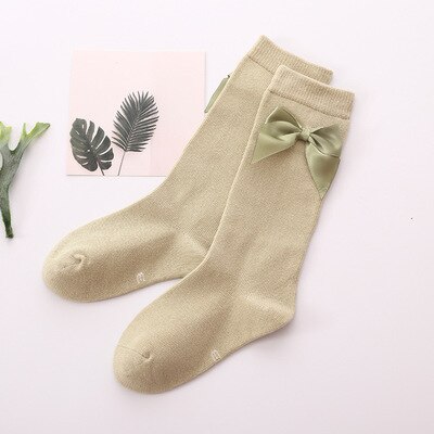 Baby Spullen Baby Meisje Sokken Knie Hoge Sokken Prinses voor Meisje Zoete Leuke Lange Buis Candy Kleur Bows Been Warmer 2-8Years: pea green / 2 to 3Years