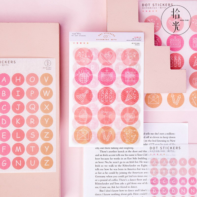 Kirjain numero väri pisteet päiväkirja koristeellinen kawaii japanilainen paperitavara pyöreä tarrat scrapbooking tee-se-itse päiväkirja albumi tikku etiketti