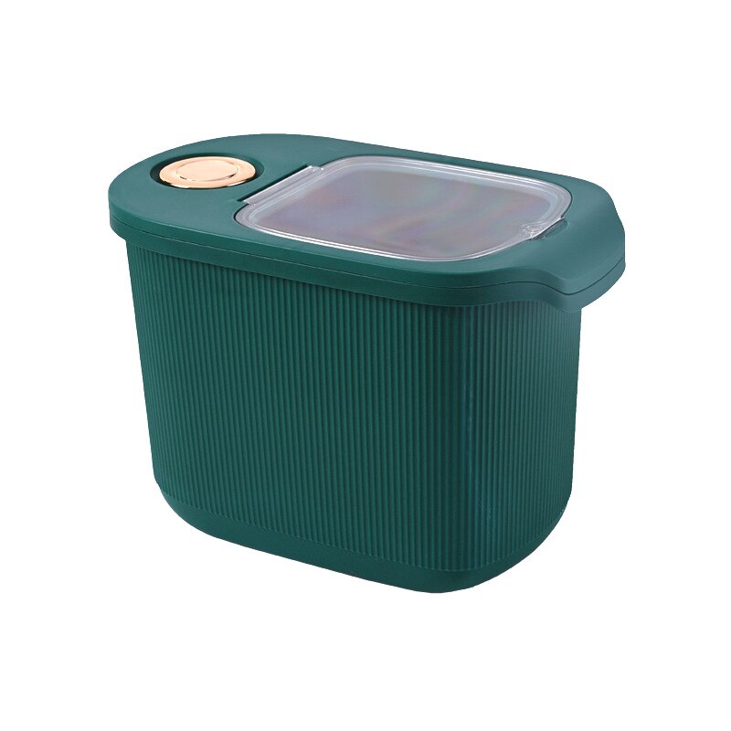 rice dispenser dispenser de cereais organizador de cozinha Cozinha grande capacidade de armazenamento de arroz balde casa à prova de insetos e umidade-prova selado arroz caixa de medição visual barril de grãos: green / ten kilograms