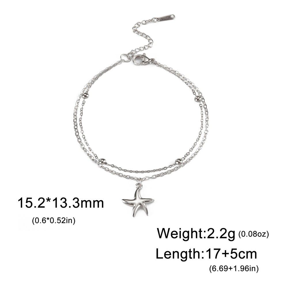 My shape trendy armbånd med muslingeskal og søstjerner til kvinder i rustfrit stål med dobbelt lag vedhæng, håndkæde, valentinsdagssmykker