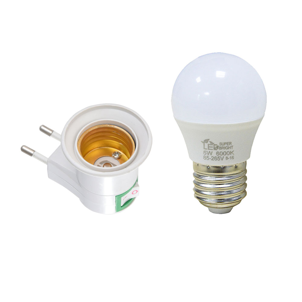 E27 Night Lamp EU Plug Light 220V 5W Led Night Lights with switch socket E27 holder base night light