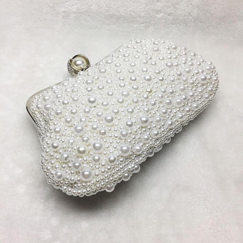 Mulheres elegante branco pérola concha sacos de noite luxo casamento grânulo pequena bolsa embreagem jantar bolsa corrente bolsa ombro ftb309