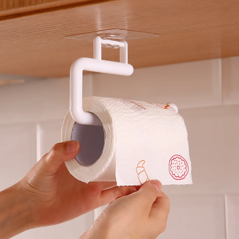 Kitchen Paper Roll Holder Cabinet Rag Hanging Holder Towel Hanger Toilet Paper Holders Rack Bar Shelf Tissue Holder