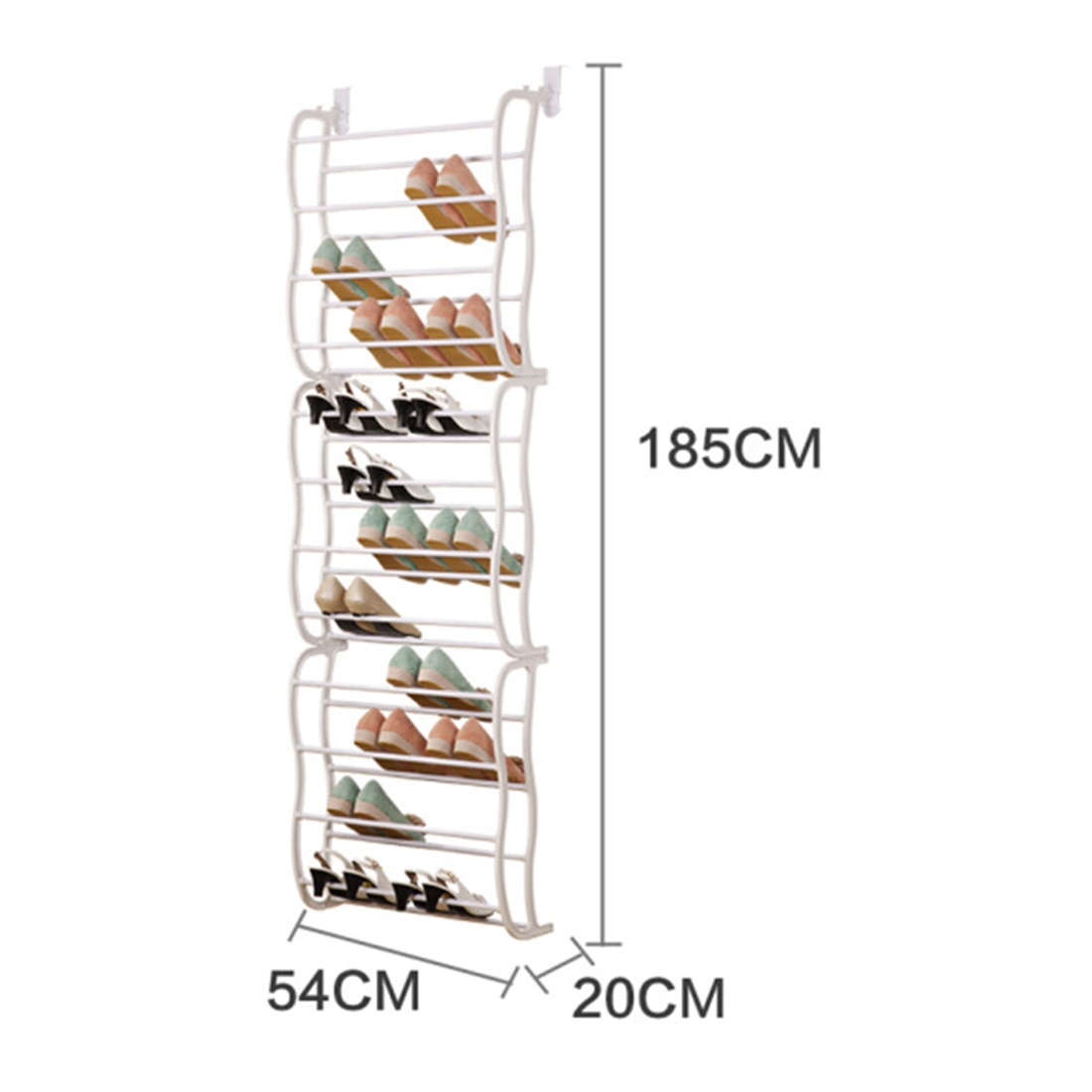 1pcs 8-Tier Over the Door Shoes Storage Rack Holder Hanging Shoes Organizer Storage racks stand holders - White