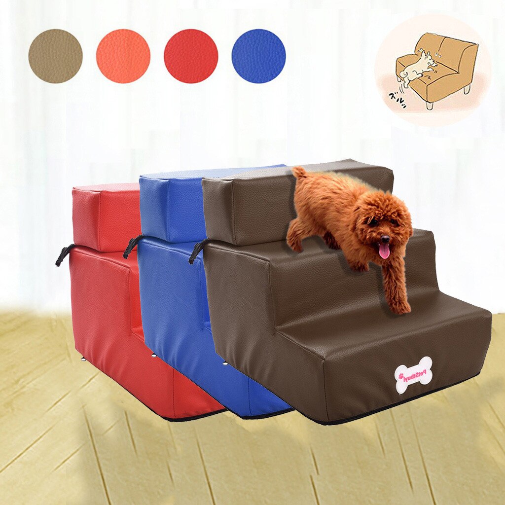 3 Steps Waterproof Leather Foldable Pet Stairs Detachable Dog House Pet House Pet Bed Cat Dog Ramp Pet Nest Pet Dog Cat Bed