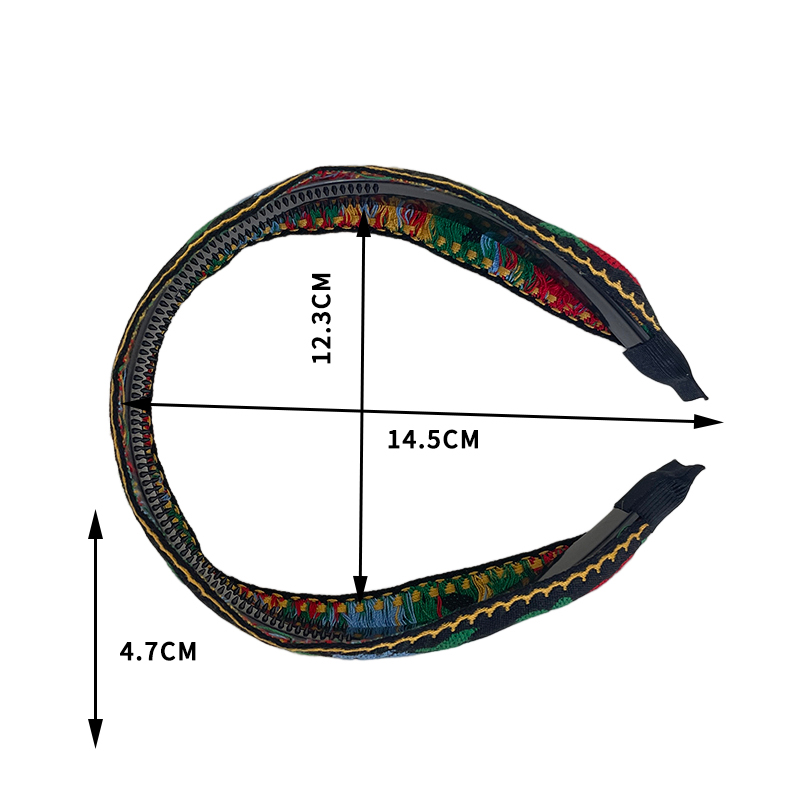 Nuovo stile bohéaspetto ricamo fascia etnica a tesa larga cerchio per capelli foglia fiore modello accessori per capelli copricapo