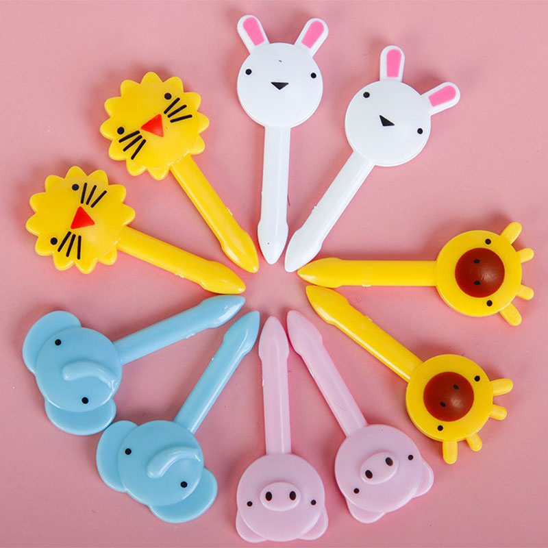 Fruit Vork Mini Cartoon Kinderen Eten Fruit Pick Tandenstoker Party Decoratie Kleur Willekeurige Brand En