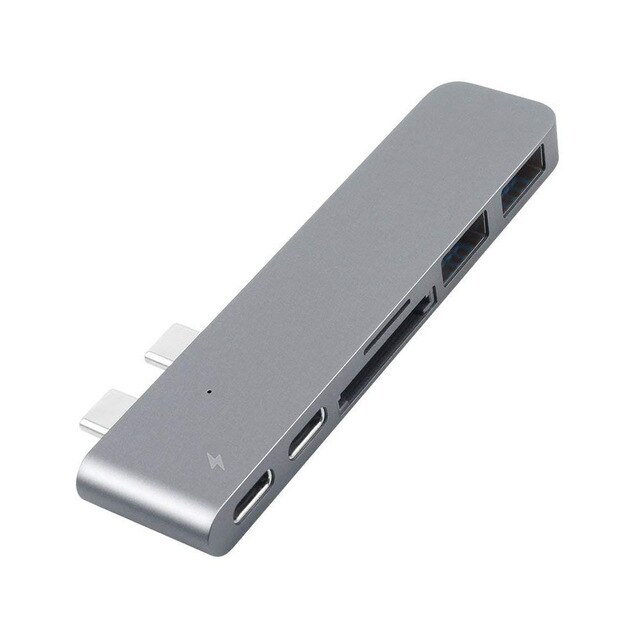 6 In 1 Aluminium Usb C Hub Usb Type C Hub Adapter Dongle Compatibel Voor Macbook Pro 13 "15" Thunderbolt 3 USB-C Data: Gray