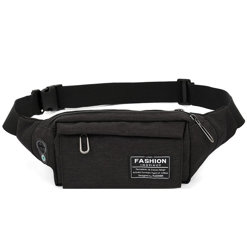 Imperméable à l'eau hommes bandoulière taille sacs en cours d'exécution Sport poitrine poche sac voyage Pack ceinture sac casque Plug épaule sac de messager: Black