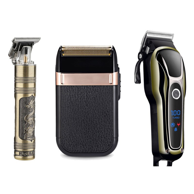 Barber Hair Clipper Rechargeable Electric T-Outliner Finish Cutting Machine Beard Trimmer Shaver Cordless USB