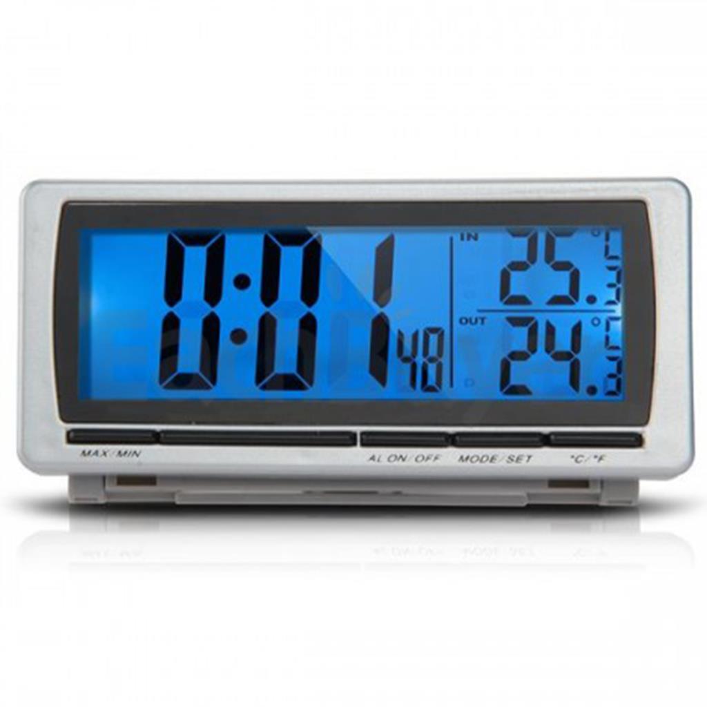 Digital LCD Display LED Blue Backlight Car F/C Thermometer Clock Alarm Sensor